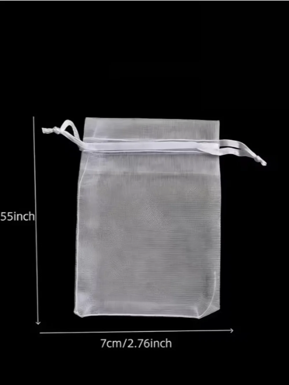 100pcs Sheer Organza Drawstring Pouch - White